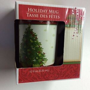 Greenbrier Holiday Coffee Mug White Porcelain Cup Christmas Tree Holiday 5" New